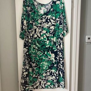 Roz & Ali Green and Navy Plus Size Dress